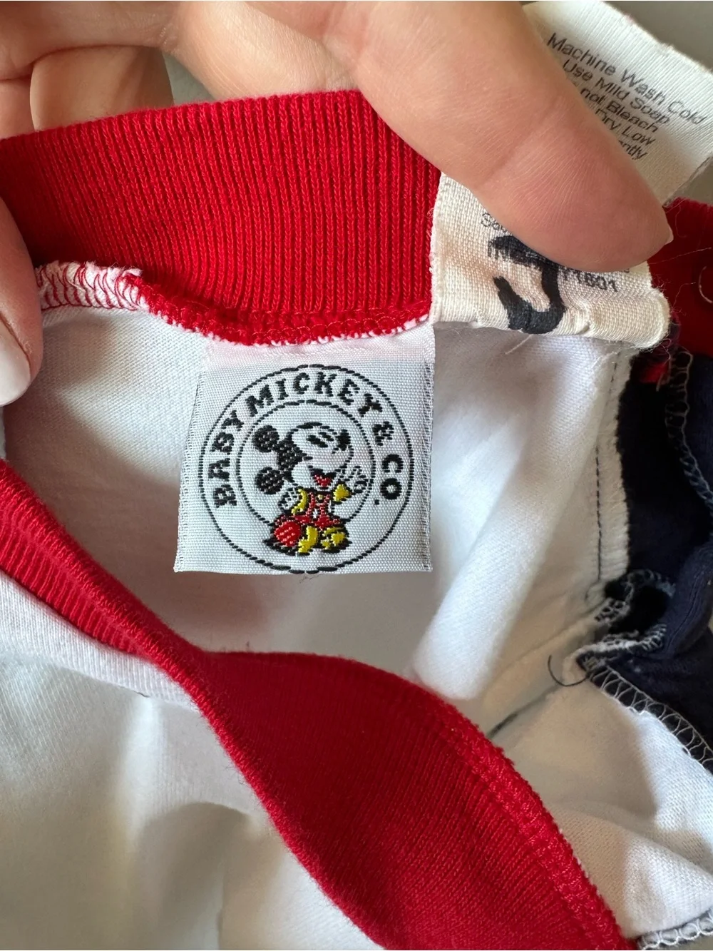 Vintage Baby Mickey & Co Color Block Mickey Embroidered T-Shirt Size 12 months